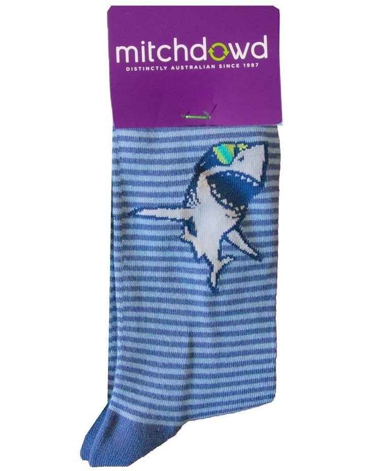 Shark Stripe Bamboo Socks in Blue