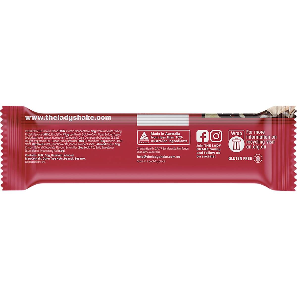 The Lady Bar Diet High Protein Low Sugar Choc Hazelnut High Fibre 50g