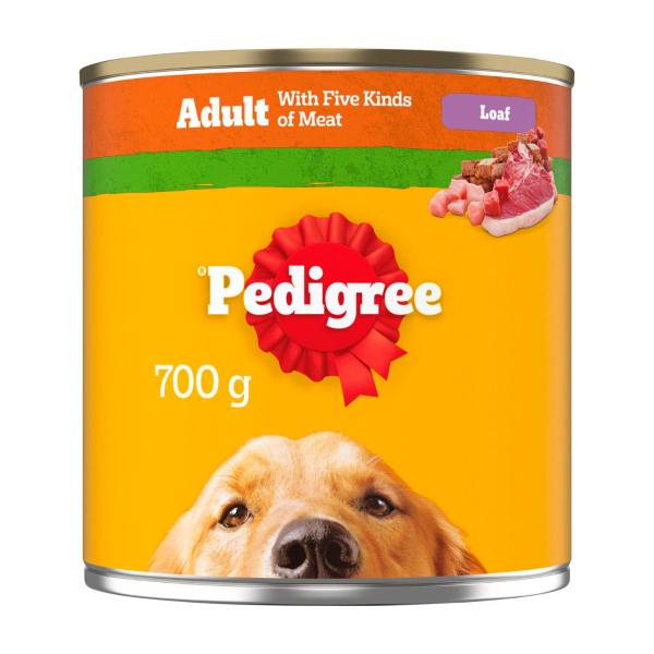 PEDIGREE ADULT WET DOG FOOD WITH 5 KINDS OF MEAT LOAF 700G CAN