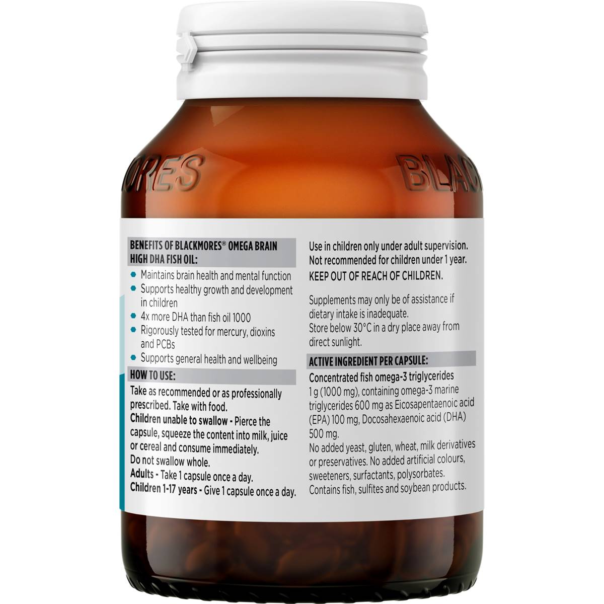 Blackmores Omega Brain High Dha Fish Oil 60 Pack