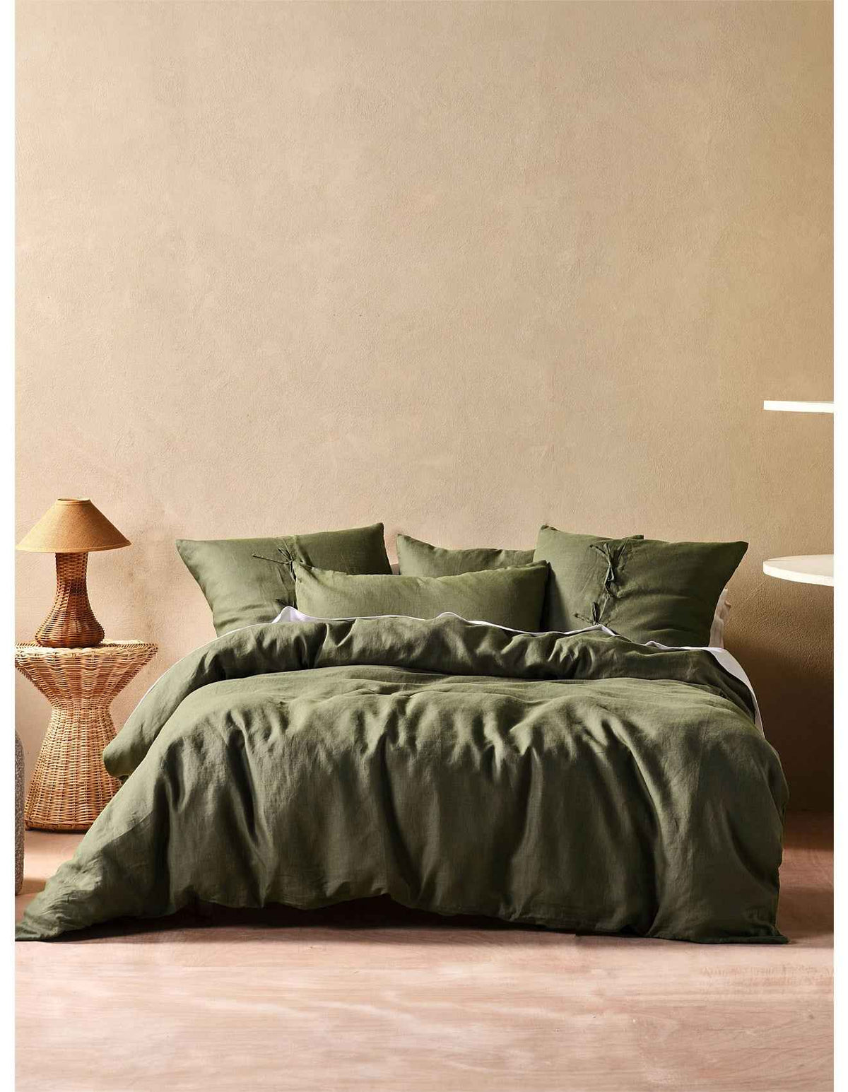 Washed Linen Standard Linen Pillowcase Olive
