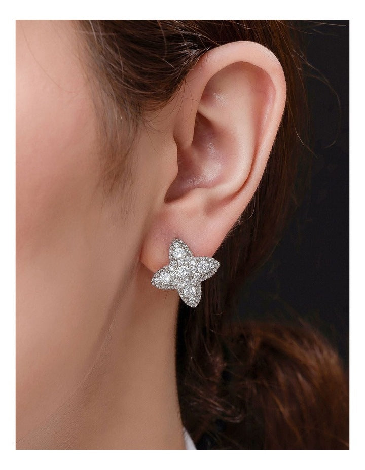 GJED020M Star Stud Earrings in Silver