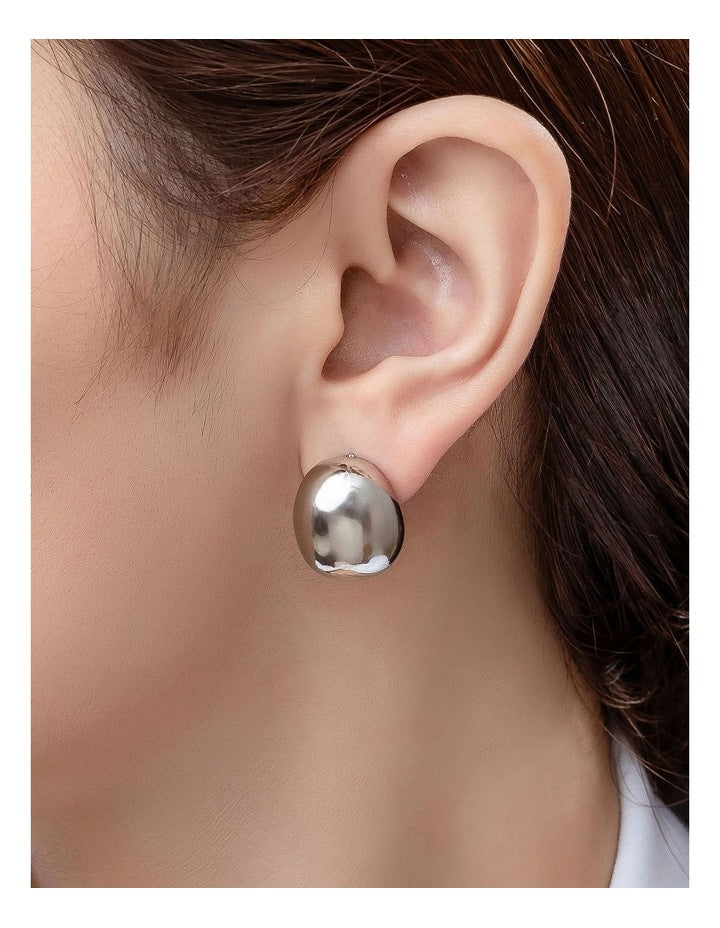 GJED042M Dome Earrings in Silver