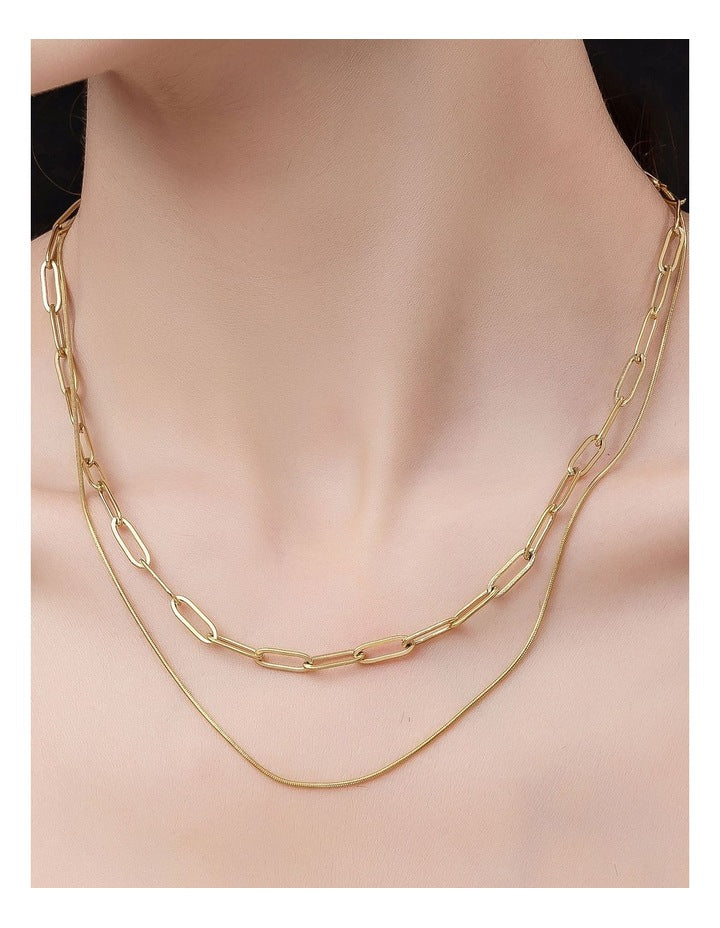 Layered Chain Necklace in Gold