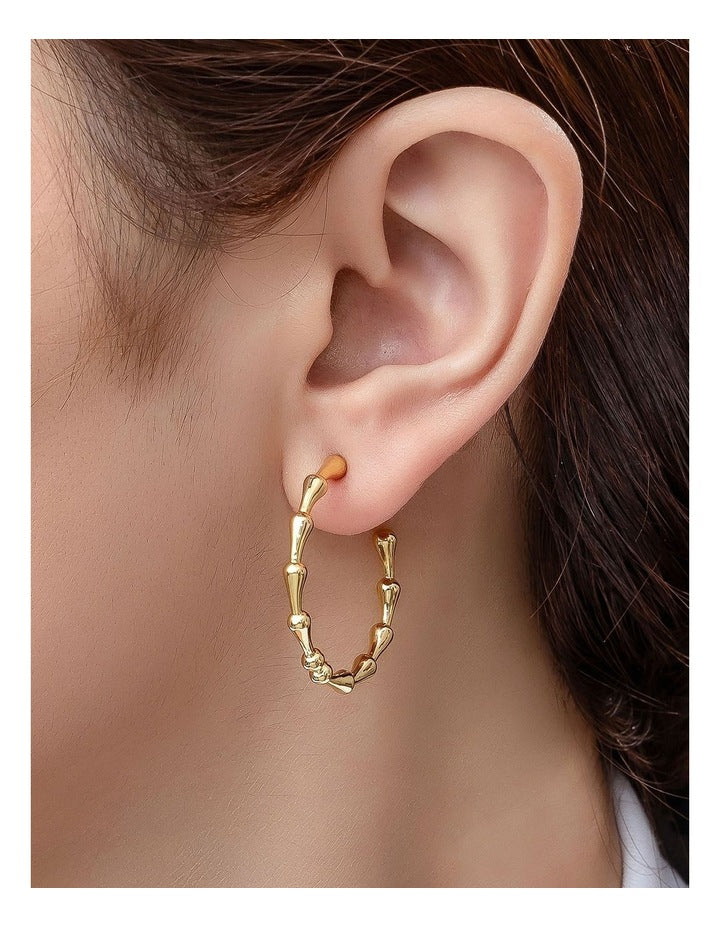 Bamboo Hoop Earrings in Gold