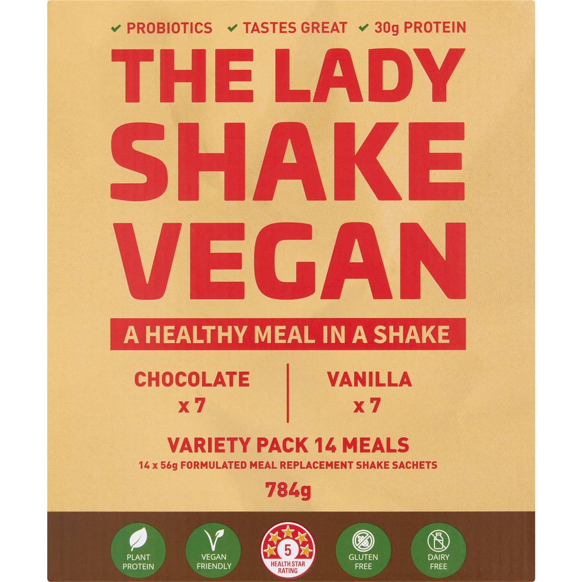 The Lady Shake Diet High Protein Low Sugar Variety Pack Meal Vegan 56g x 14 pack