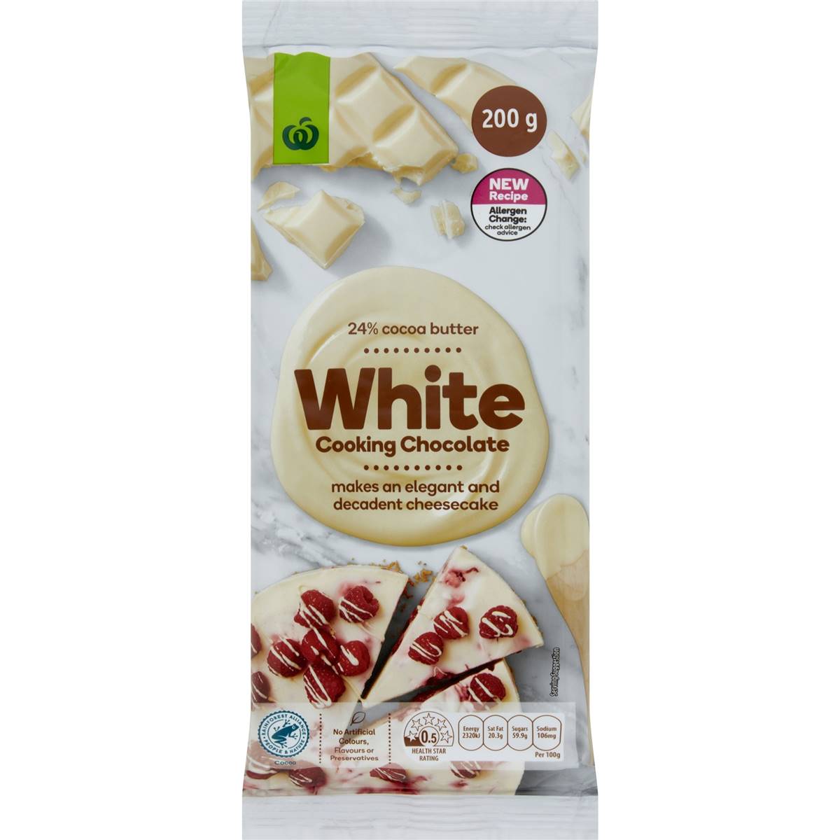 Woolworths Cooking Chocolate White 200g