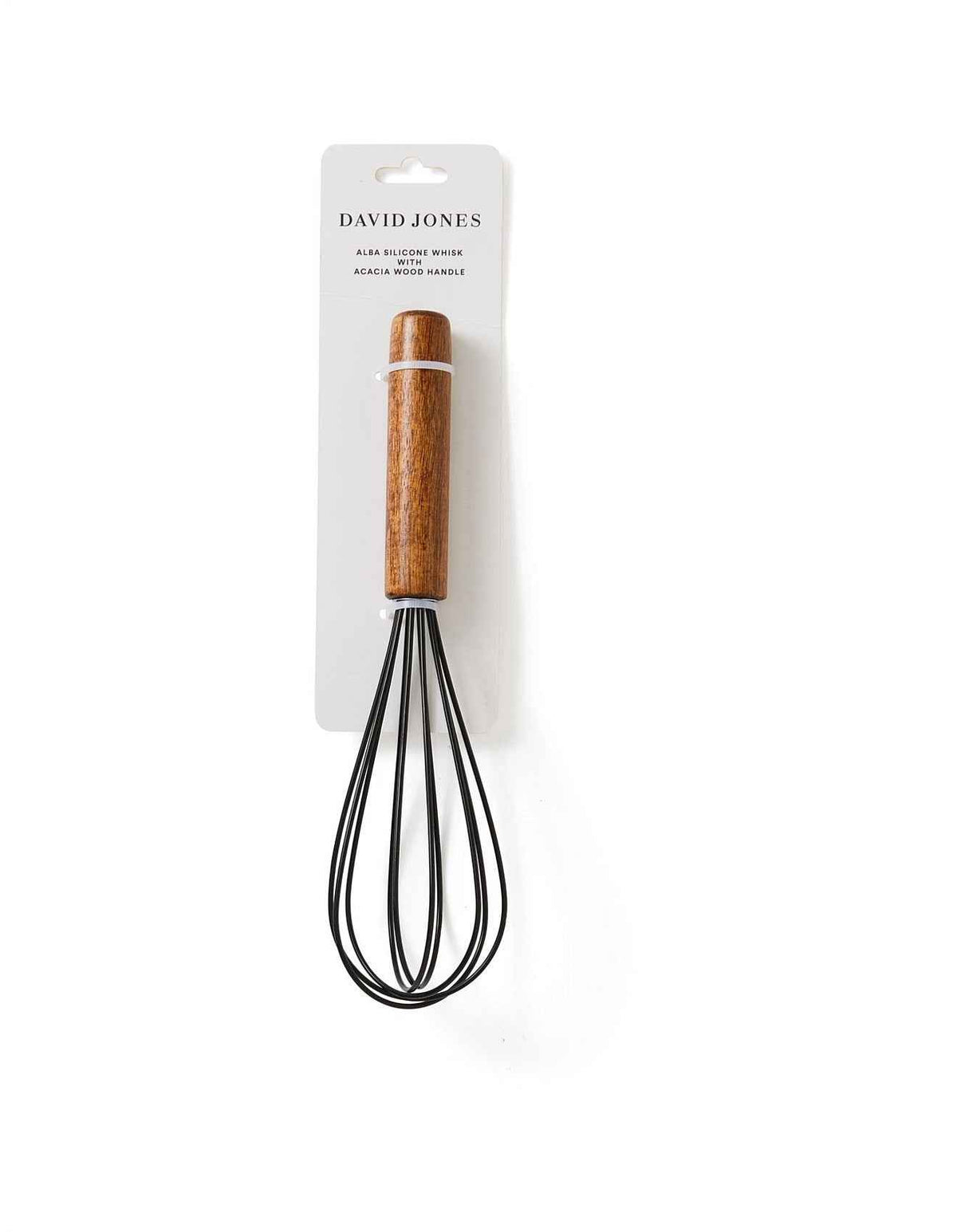 Alba 25.5cm Silicone Whisk Acacia Wood Handle Black
