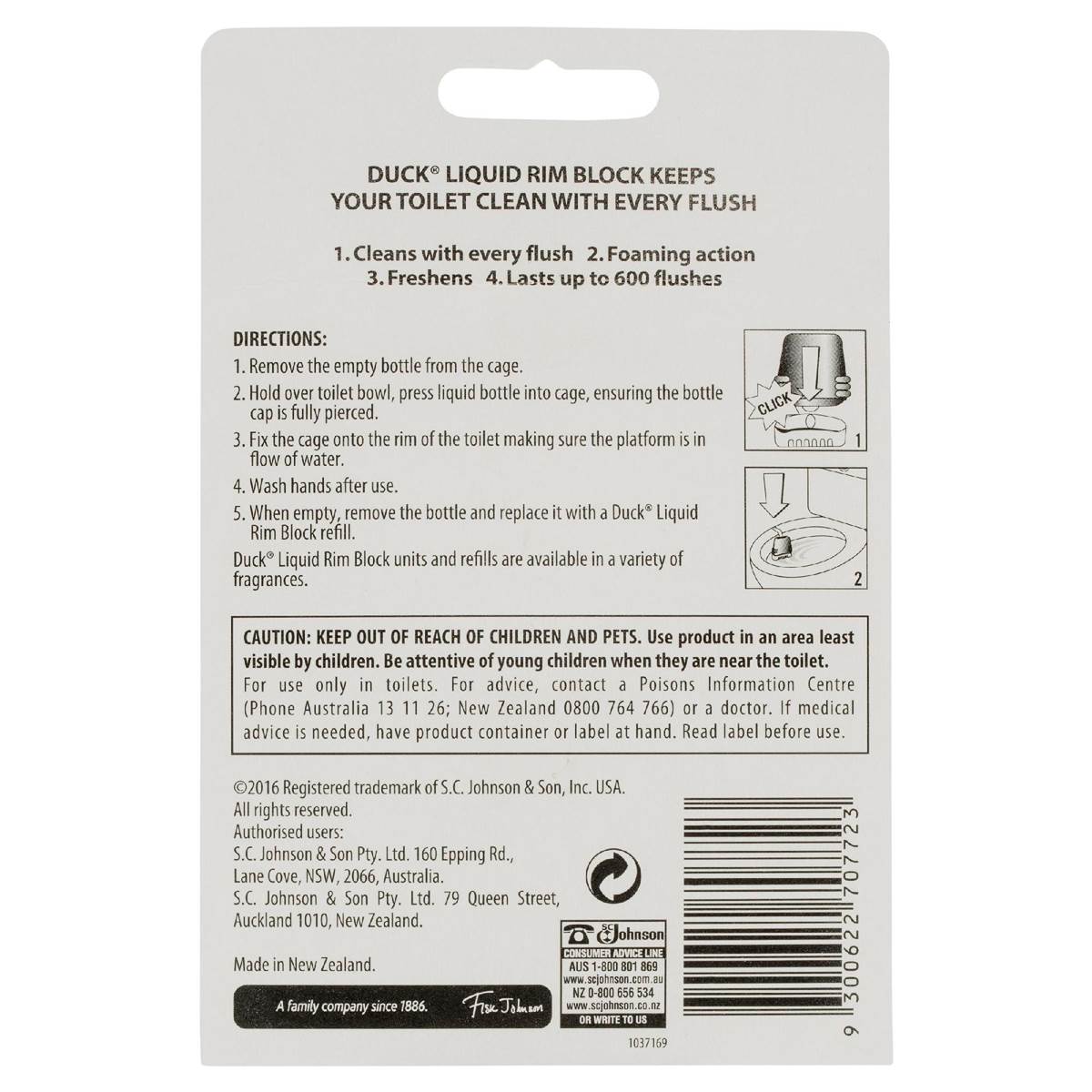 Duck Liquid Rim Block Toilet Cleaner Marine Twin Refill 2x50ml