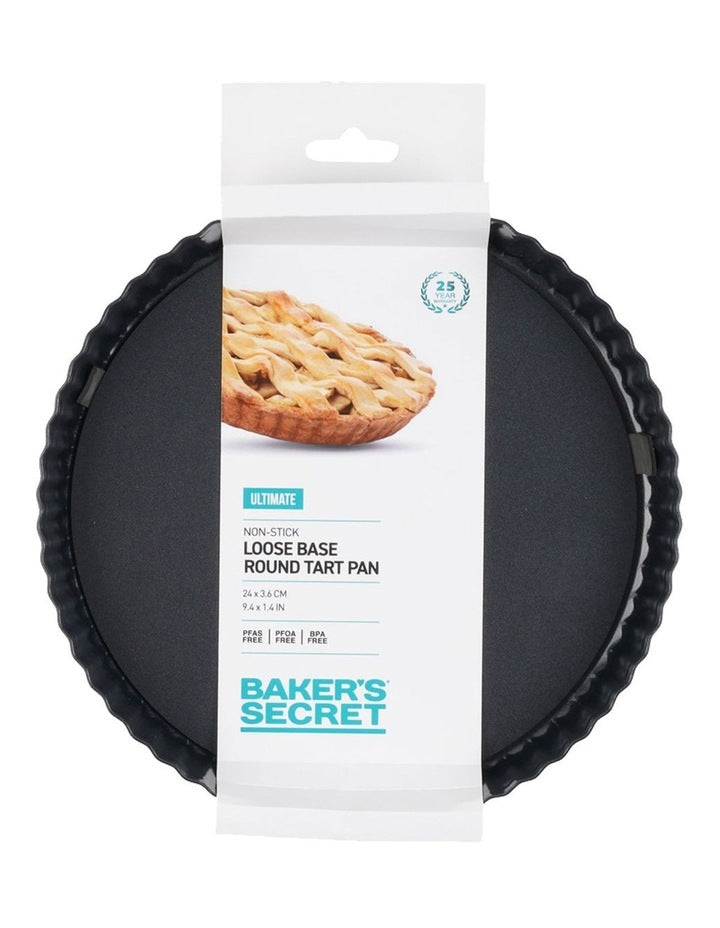 Ultimate Non-Stick Loose Base Round Tart Quiche Pan 24cm in Black