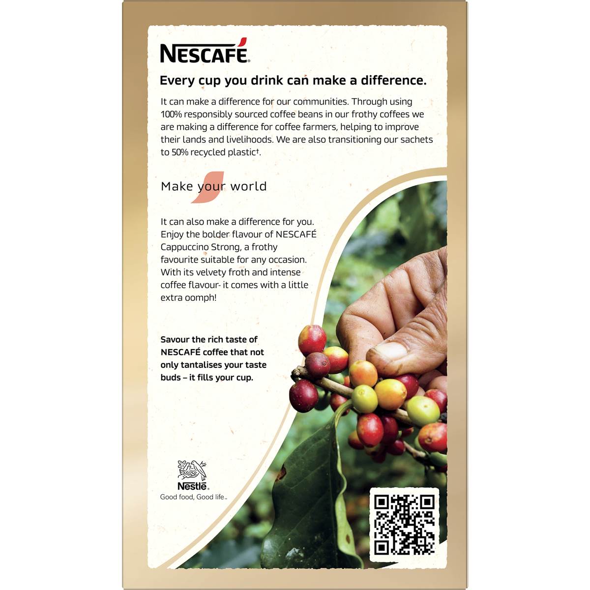 Nescafe Cappuccino Strong Coffee Sachets 10 pack