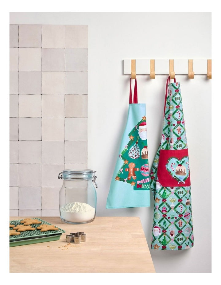 Tis The Season Santa & Me Apron Set Of 2 in Multi