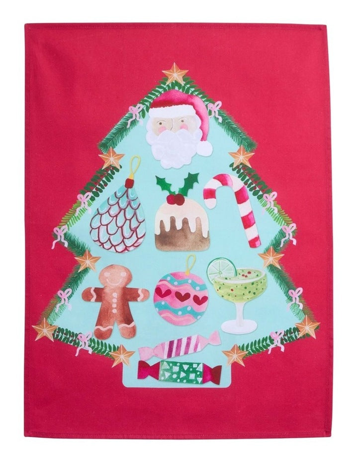 Tis The Season Tea Towel Set of 2 50x70cm in Multi