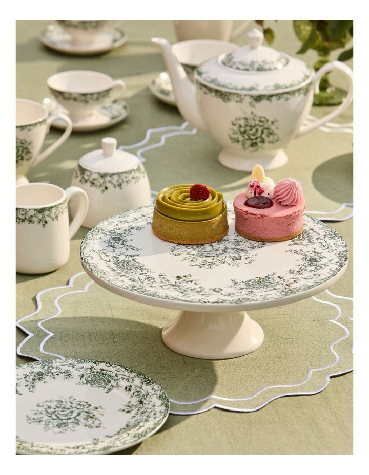 Rosetta Footed Cake Stand 28cm in Antique Blue