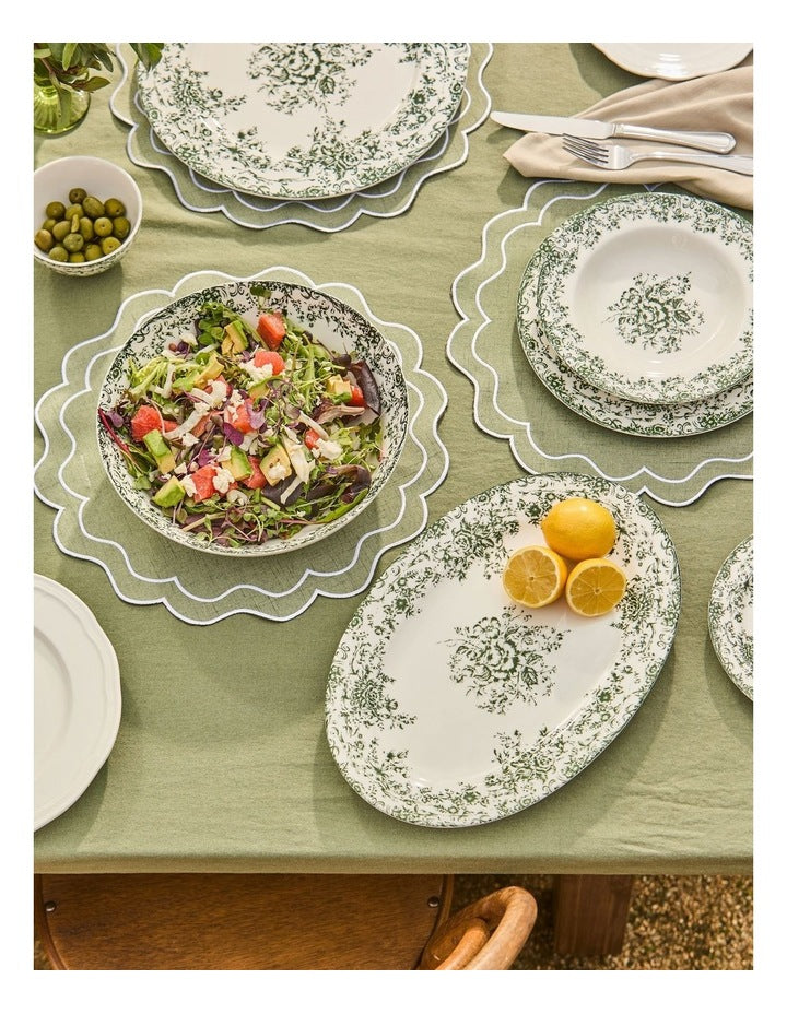 Rosetta Coupe Dinner Set 12 Piece in Antique Green