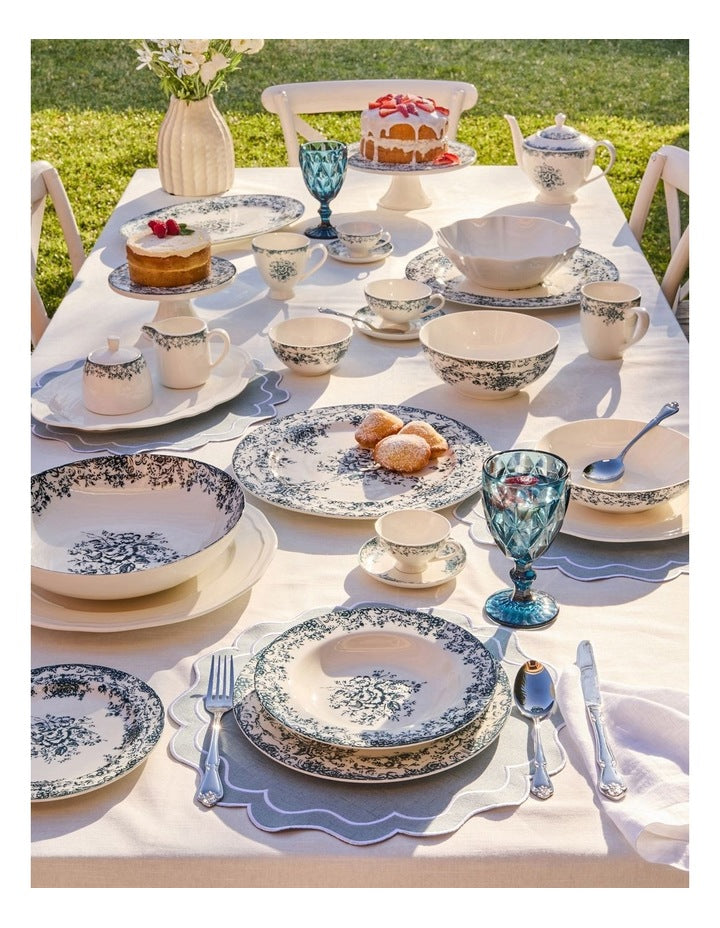 Rosetta Footed Cake Stand 20cm Gift Boxed in Antique Blue