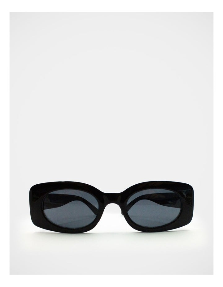 Mamma And Mini Rectangle Sunglass Set in Black