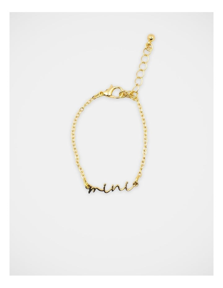 Mamma And Mini Script Bracelet Set in Gold