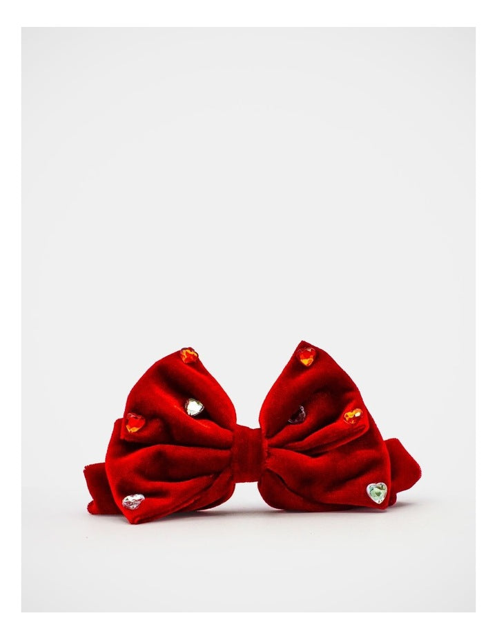 Christmas My Large Bow Barrette Clip in Red