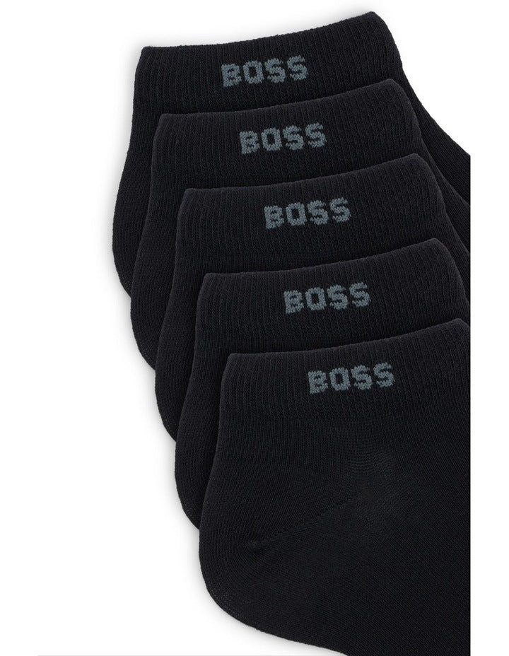 Low Cut Logo Sport Socks 5 Pack in Black