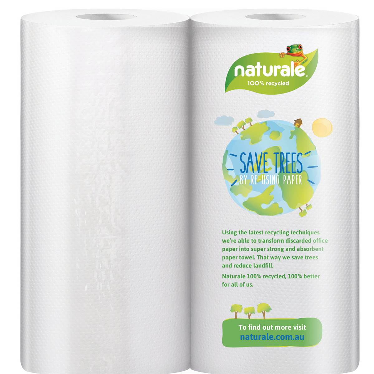 Naturale 100% Recycled Paper Towel 2 Ply 140 Sheets 2 Pack
