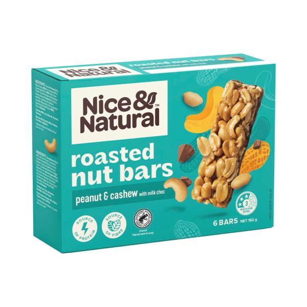 Nut Bars Peanut & Cashew With Milk Choc Multipack Snacks 6 Pack