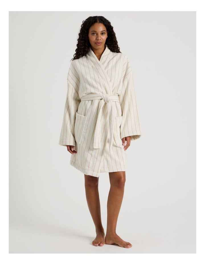Pinstripe Bath Robe in Caramel