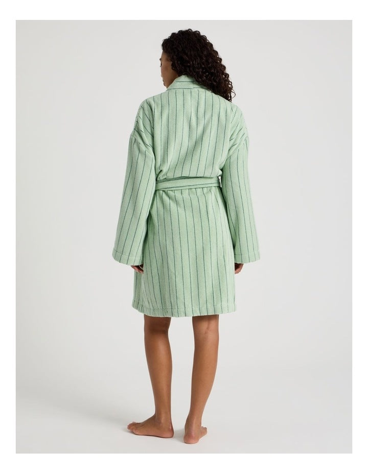 Pinstripe Bath Robe in Forest