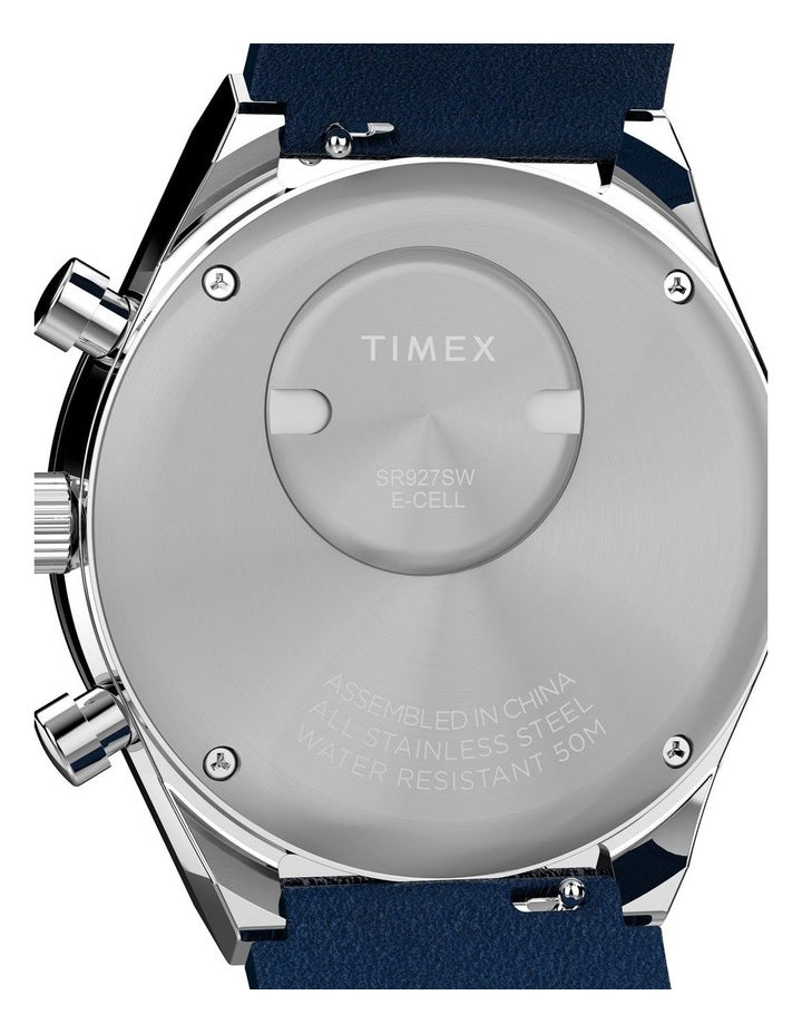 Q Chronograph Leather Strap Watch 40mm in Blue