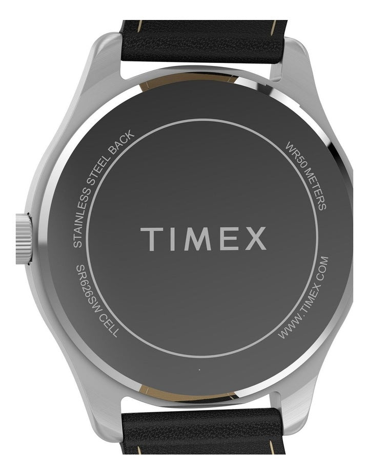 Main Street Leather Strap Watch 42mm in Black