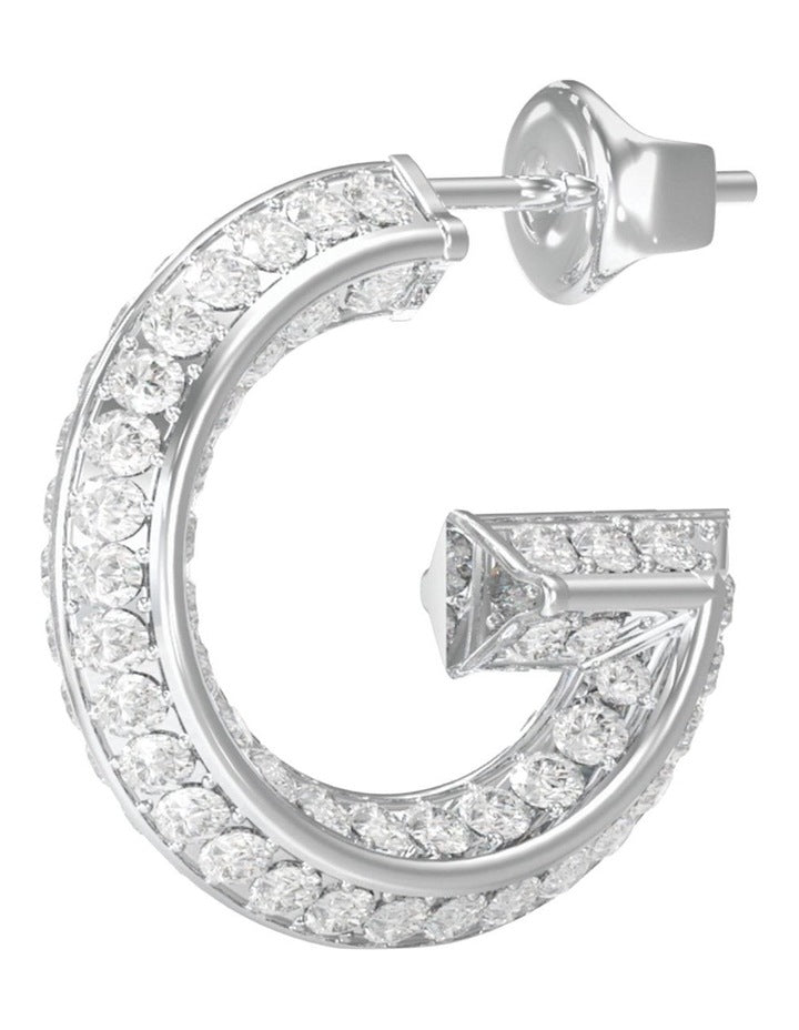 G Crystal Hoop Earrings in Silver
