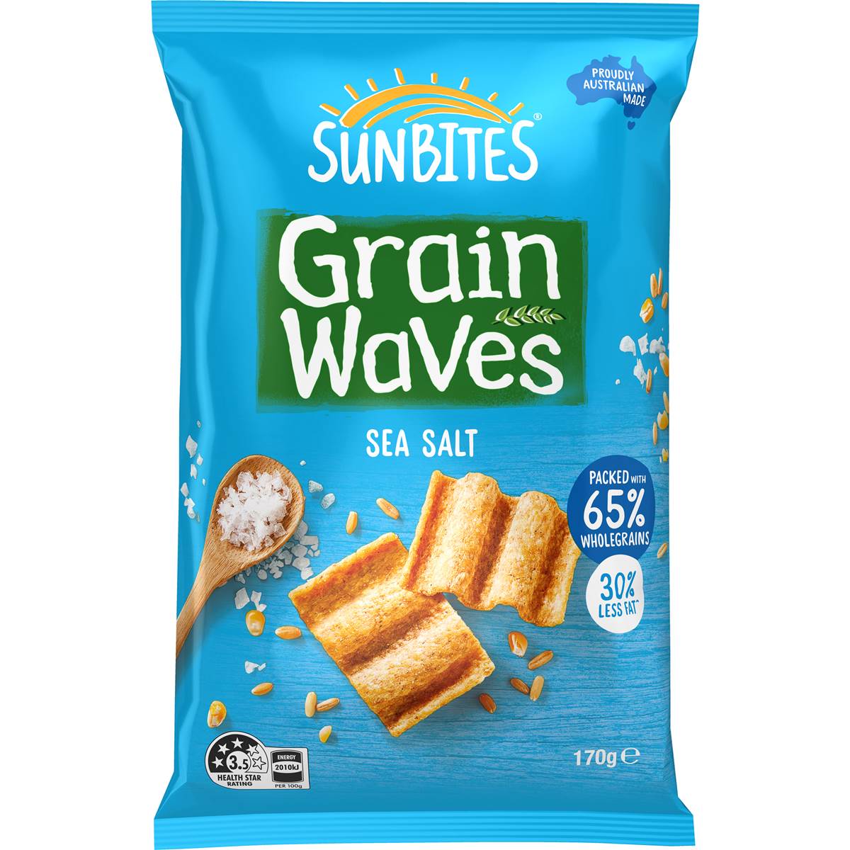 Sunbites Grain Waves Sea Salt Wholegrain Chips Share Pack 170g