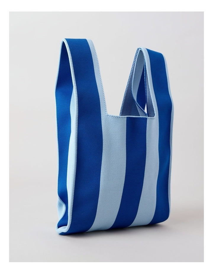 Striped Knitted Tote Bag in Blue