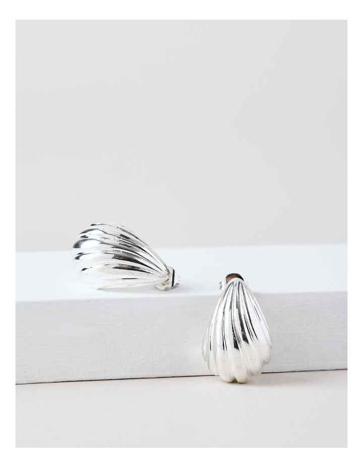 Small Etched Teardrop Earrings in Silver