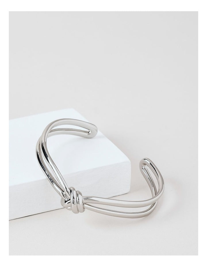 Knot Cuff in Rhodium