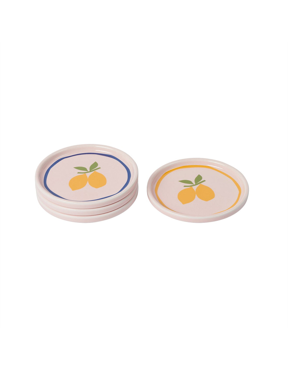 Pink Lemon 10cm Coasters Set of 4 New Bone China