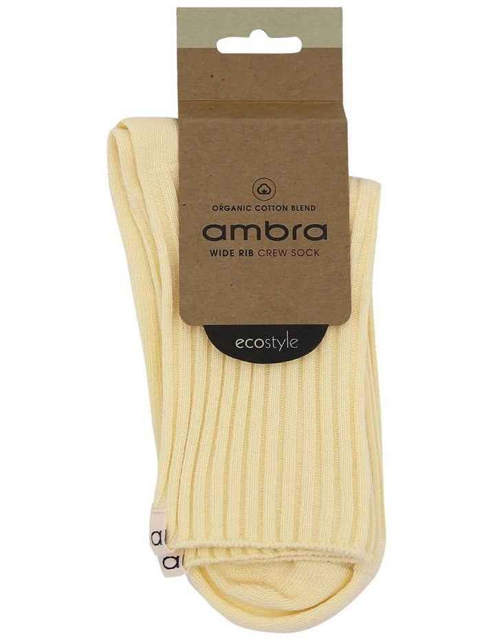 Organic Cotton Wide Rib Crew Sock in Meringue