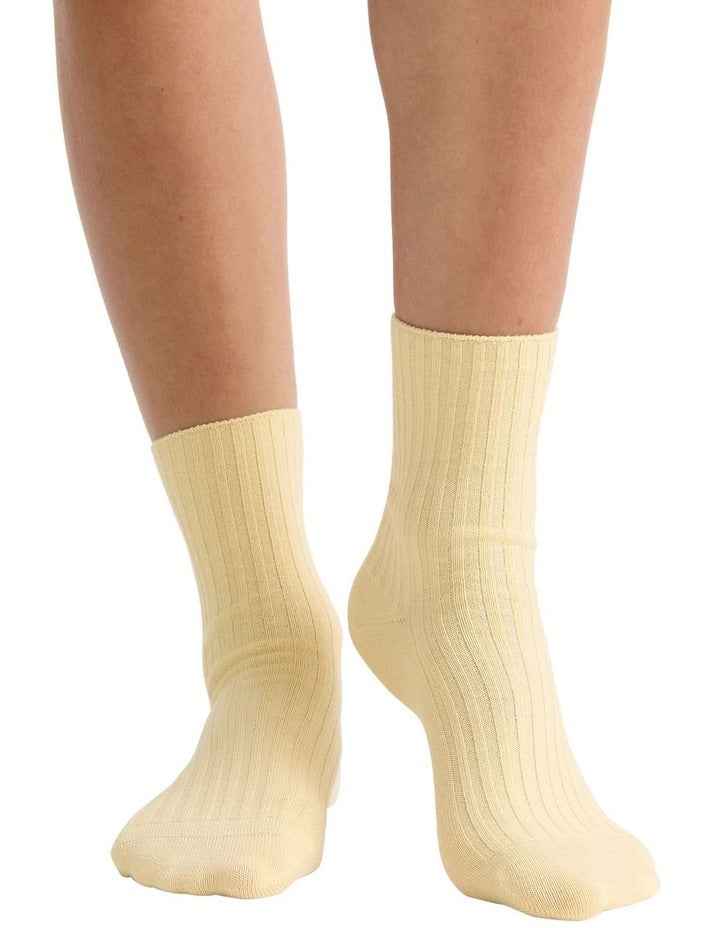 Organic Cotton Wide Rib Crew Sock in Meringue