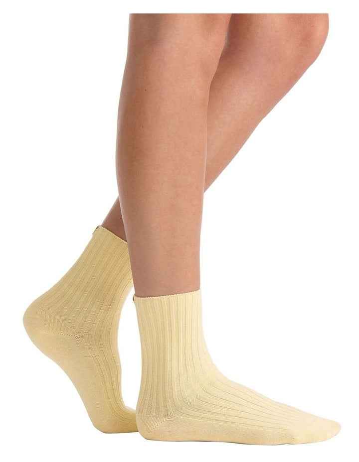 Organic Cotton Wide Rib Crew Sock in Meringue