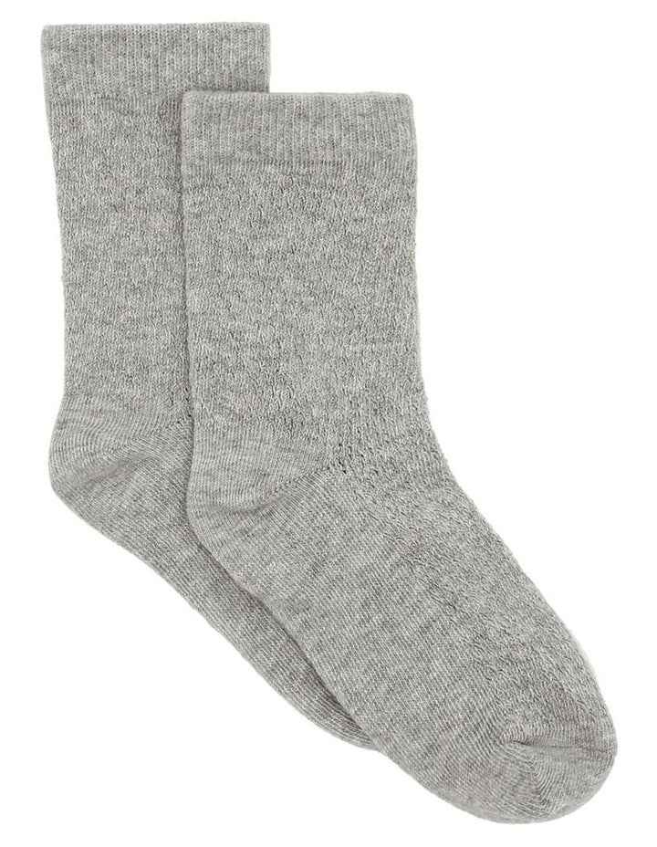 Organic Cotton Net Crew Sock in Grey