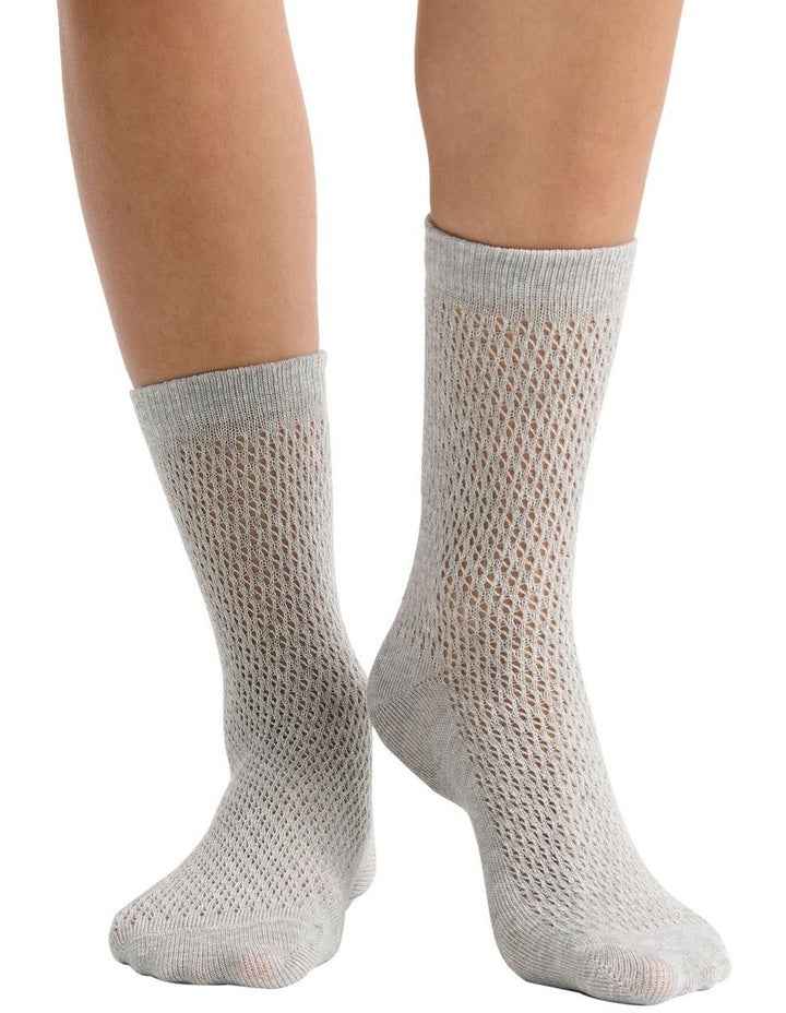 Organic Cotton Net Crew Sock in Grey