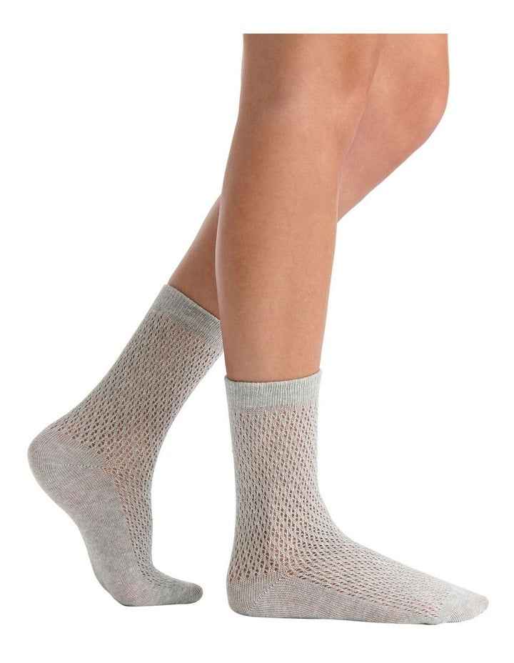 Organic Cotton Net Crew Sock in Grey