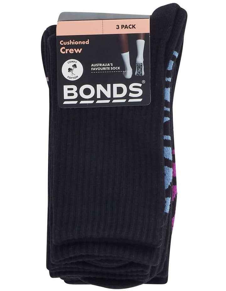 Womens Logo Cushioned Crew Socks 3 Pack in Pack 04