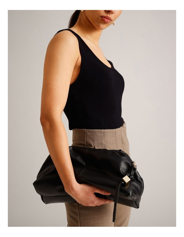 Andrea Leather Clutch Bag in Black