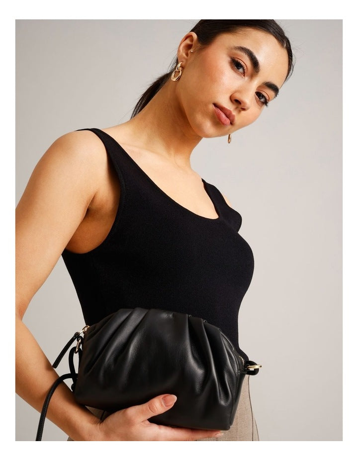 Rosie Leather Crossbody Bag in Black