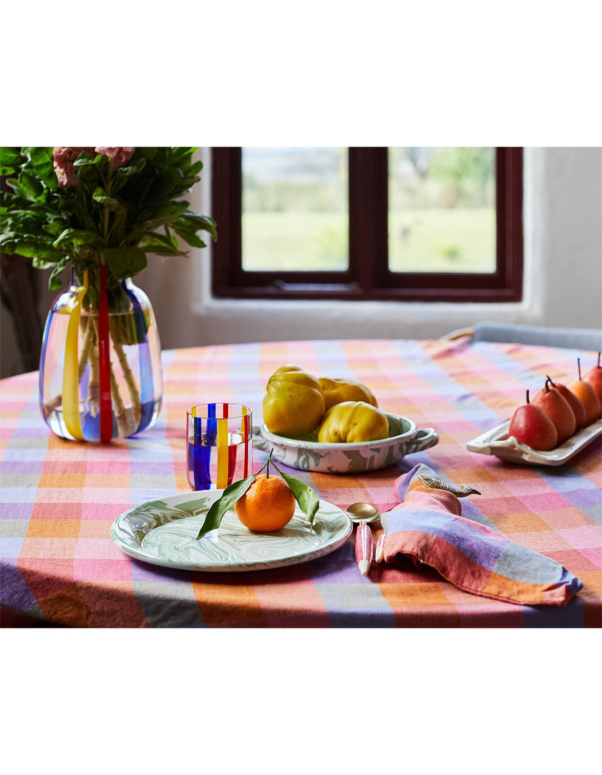 Tutti Frutti 45cm Napkins Set of 4 French Flax Linen Check