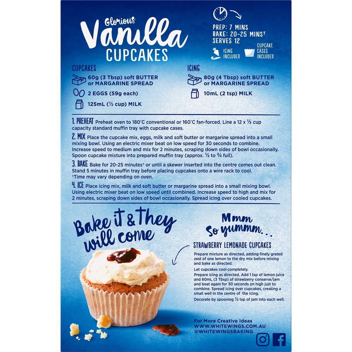 White Wings Cupcake Mix Vanilla 410g
