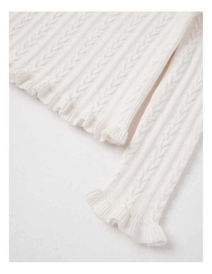 Long Sleeve Cable Knit Top in Cream
