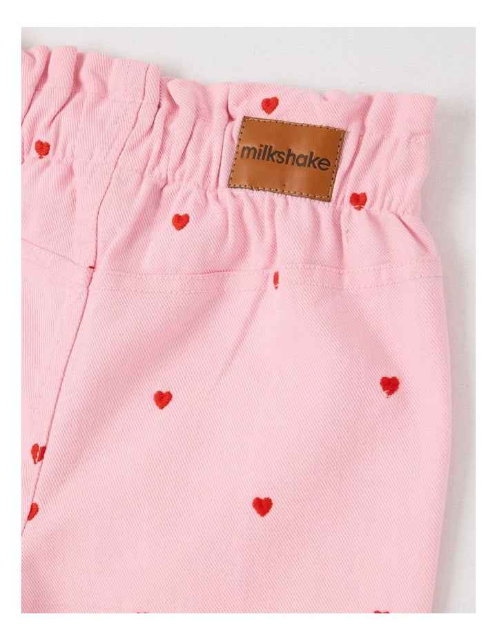 Canvas Cargo Pants in Pink Hearts