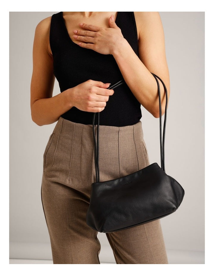 Aria Leather Crossbody Bag in Black